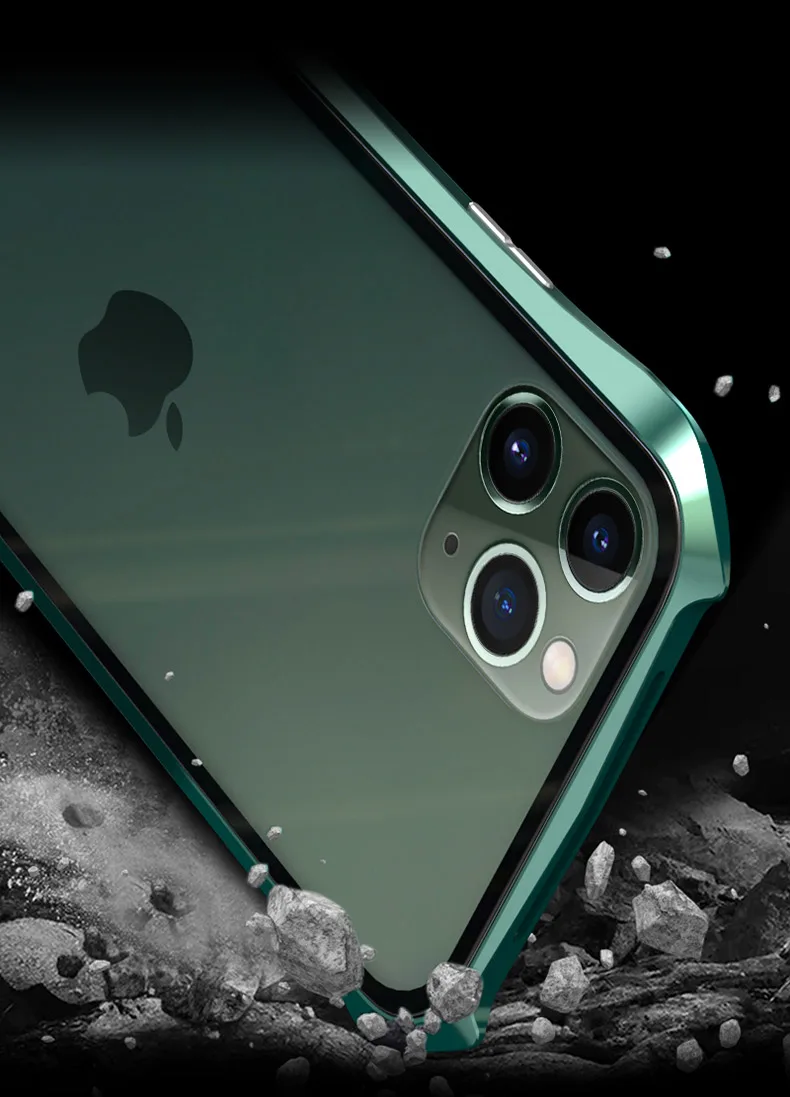 360 полный защитный Магнитный чехол для iPhone 11 противоударный чехол для iPhone 11 PRO MAX металлический бампер чехол двойное закаленное стекло