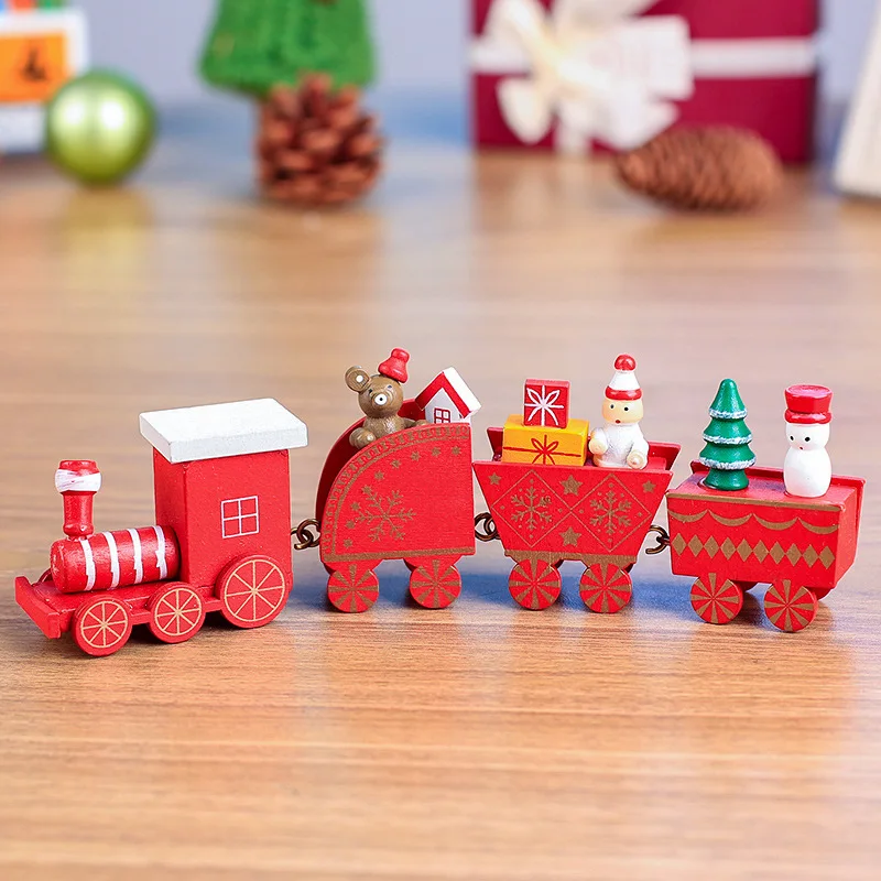 Рождественский поезд окрашенный деревянный с рождественскими игрушками подарок орнамент Navidad Рождественское украшение для дома подарок на год