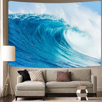 

Hot Waves Tapestry Sea View Sky Wall Hanging Hippie The Sea Tapestries Mandala Psychedelic Tapestry Boho Home Decor Large Size