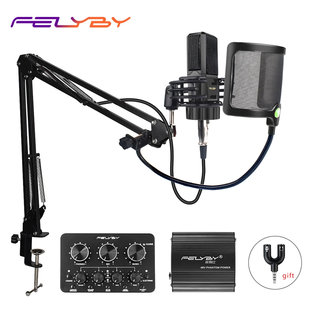 FELYBY Professional BM1000 конденсаторный микрофон для караоке компьютерной записи ноутбука