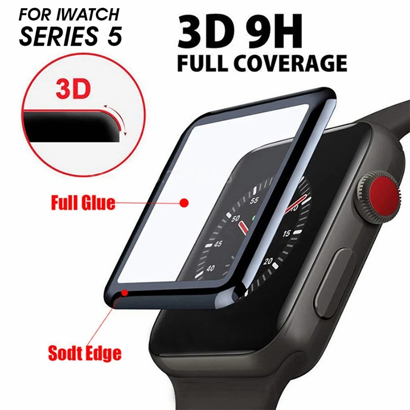 3D Полностью закаленное стекло для Apple Watch Series 5 40 44 мм защита экрана 3D Премиум взрывозащищенное стекло для iwatch 40 44 мм