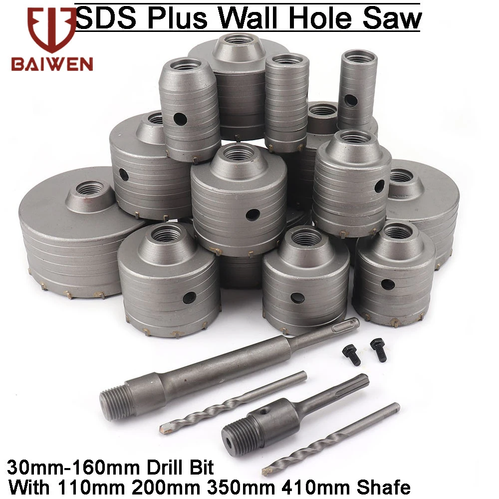 60mm Wall Hole Saw Centre Drill Bit 110mm Flat Shank Kit For Cement Bricks Wall 
