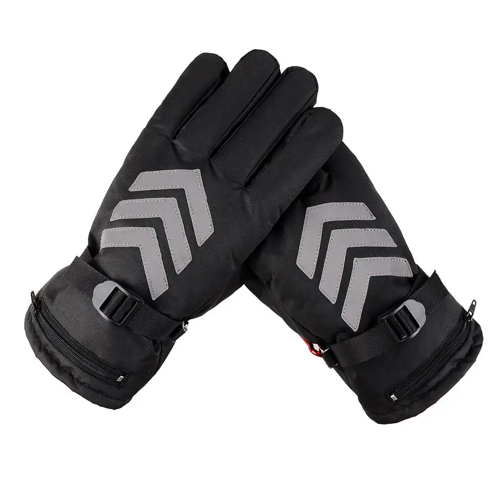 Battery Powered Electric Rechargeable Heated Gloves Waterproof Insulated Night Reflective Back Touch Screen Heating Glove Warmer