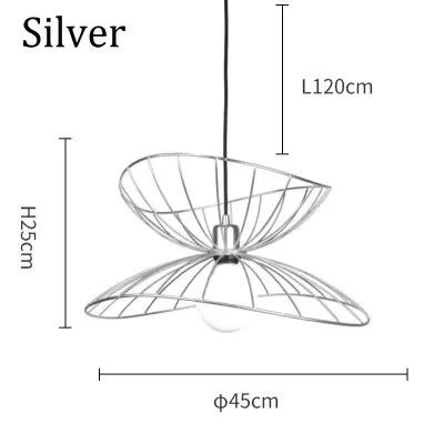 Креативный художественный кухонный подвесной светильник, Золотое серебро, черное железное бра, E27 светодиодный подвесной светильник, освещение для домашнего интерьера, светильники - Цвет корпуса: Silver 45CM