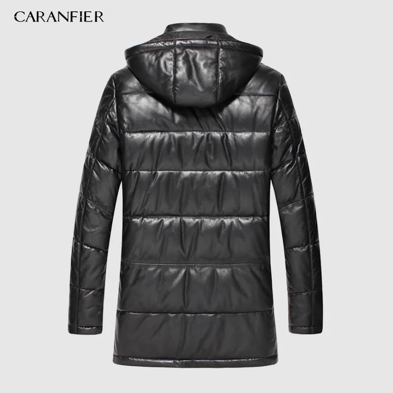 CARANFIER Новинка 2019 куртки мужские пуховики из натуральной кожи зимняя верхняя