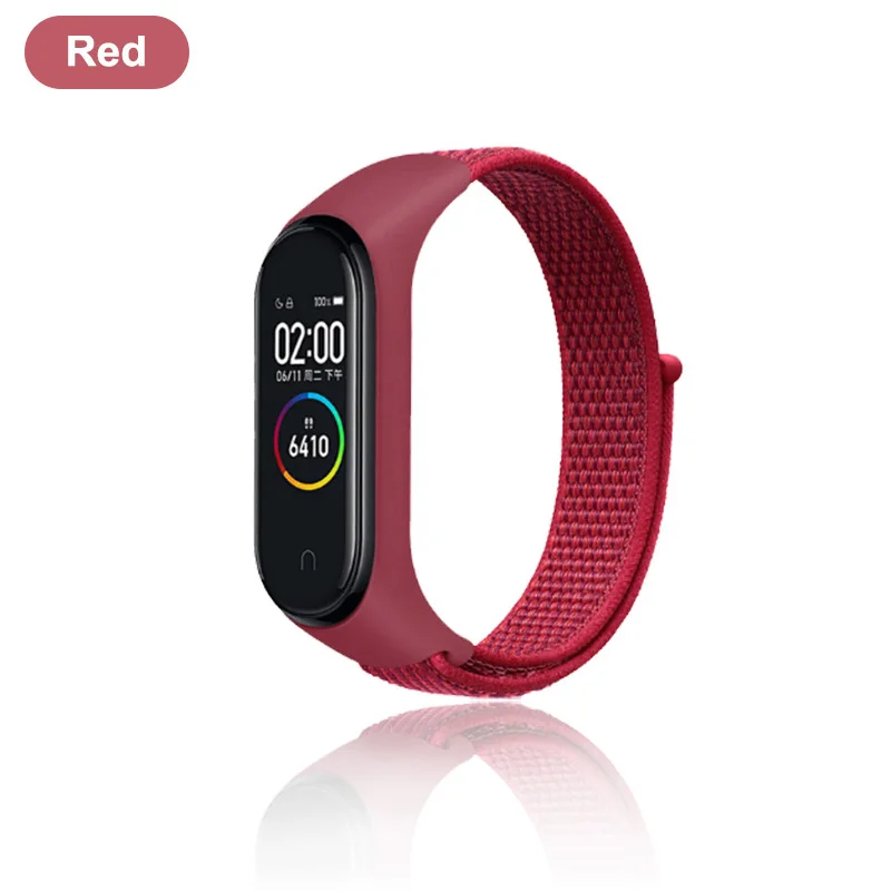 Red Mi band 4 ремешок для защиты экрана для нейлоновой Xiaomi mi 3 браслет пленка нейлоновая Xio mi ремешок замена запястья умные аксессуары - Цвет: Red