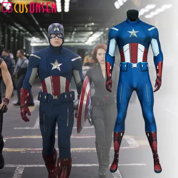 

The Avengers Captain America Cospaly Costume Men Zentai Jumpsuit Bodysuit for Halloween Christmas COSPLAYONSEN
