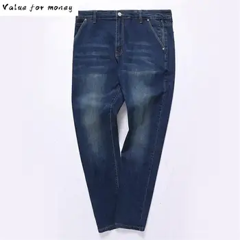 

new 2020 Plus Size Jeans Men Loose Free Trousers 10xl 11xl 12xl Spring Autumn Jeans Pants Elasticity Straight 44 46 48 Stretch