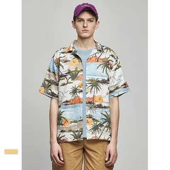 

Men's Shirts Men's Beach Beach Printing Loose Men's Short-Sleeved Shirt Men's Printed Shirts