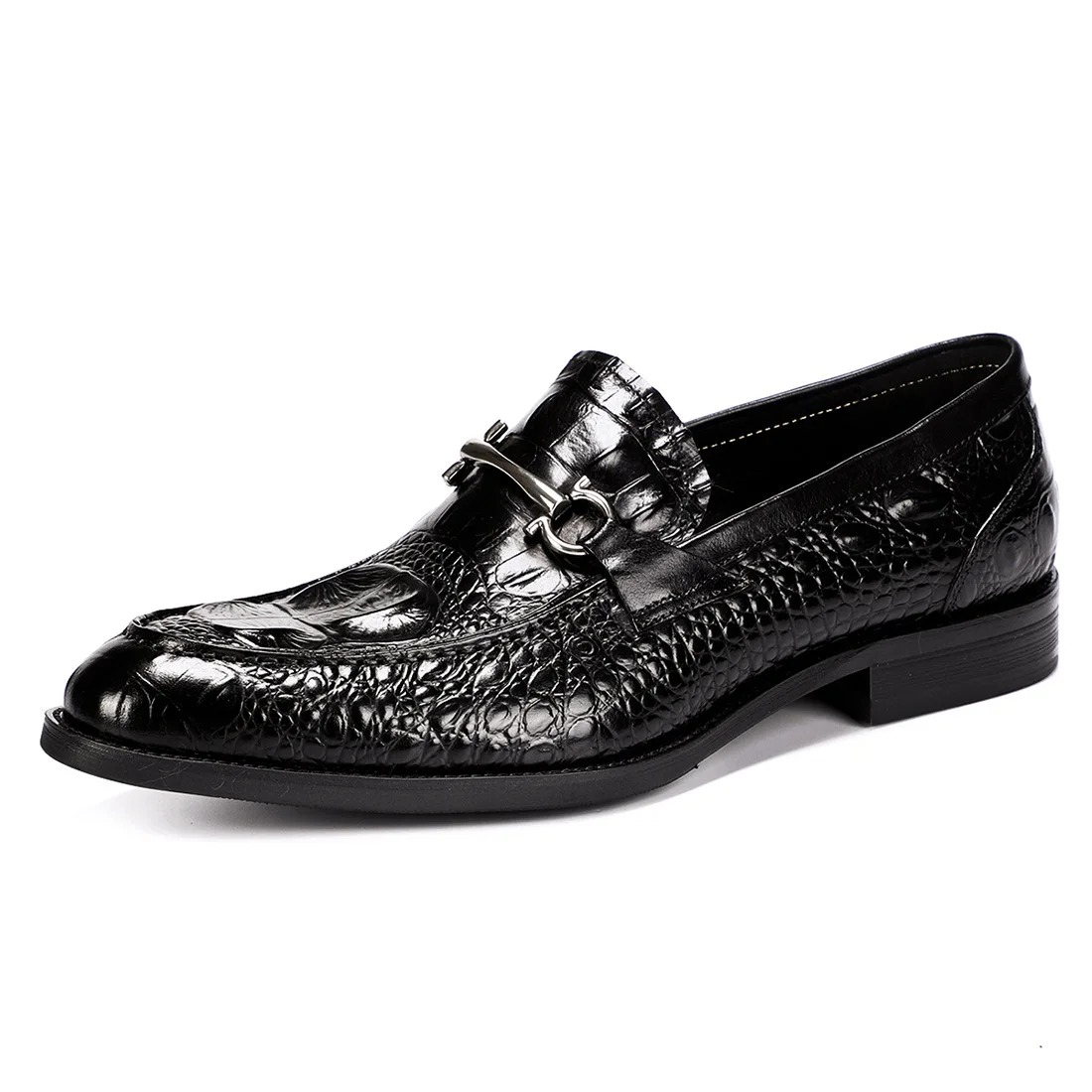 

89091 New Crocodile Pattern Men's Business Metal Leather Shoes Leather Shoes One Piece Dropshipping Cowhide Boots Men's Shoes