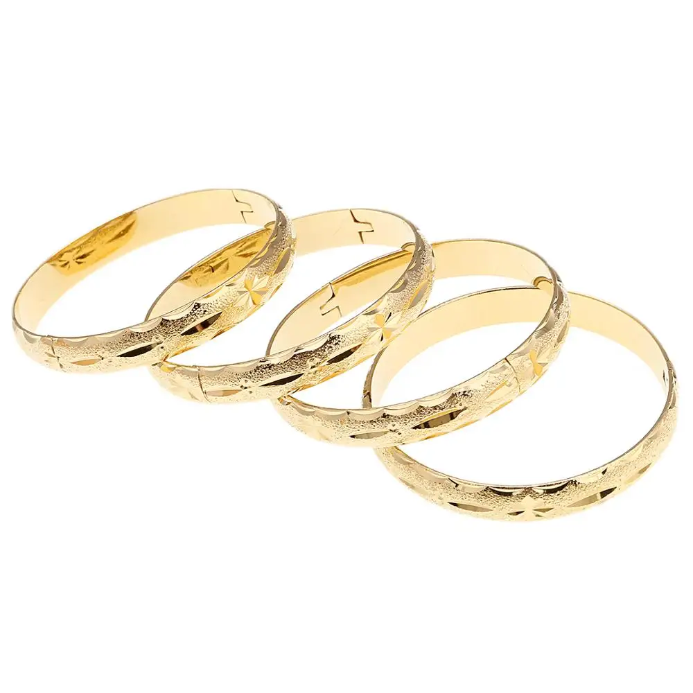 24k Gold Color Bangle for Women Dubai Bride Wedding Ethiopian Bangle Arab Jewelry 5