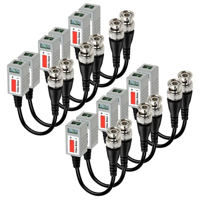 Transceptor de vídeo trançado passivo bnc masculino de balun para cat5 rj45 utp para cctv ahd dvr sistema de câmera de segurança
