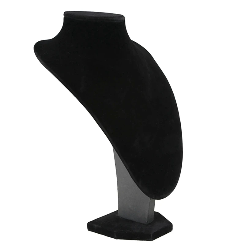 Velvet Necklace Pendant Chain Jewelry Bust Display Holder Stand Black 29*21cm