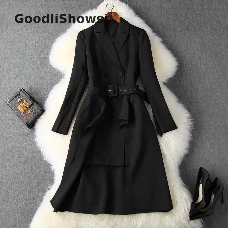 GoodliShowsi женские комплекты в деловом стиле, костюмы с юбкой, длинный костюм с поясом, Топы+ юбка с оборками, стильные деловые костюмы, комплекты из 2 предметов