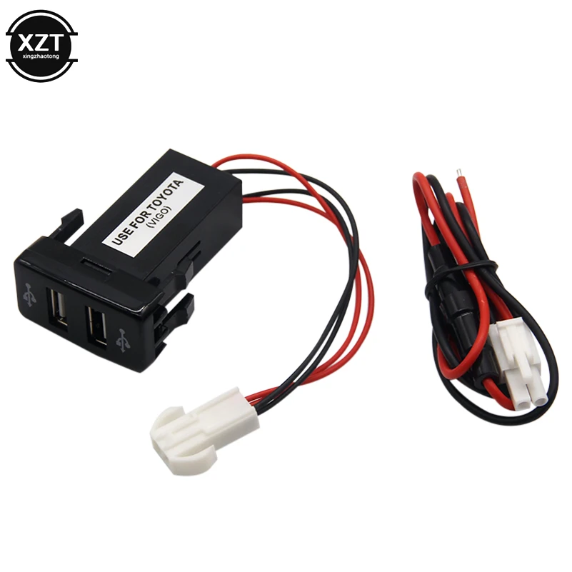 2.1A двойной USB разъем автомобильное зарядное устройство 2 USB порт Гнездо для зарядки USB адаптер приборной панели сотового телефона зарядное устройство аудио порты для ТОЙОТА Виго