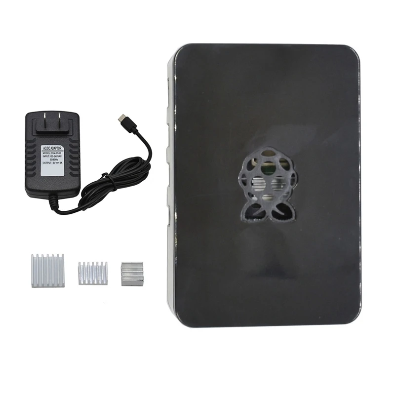 Для Raspberry Pi 4 Модель B ABS чехол 2G Оперативная память DIY Kit с серебряной радиатора 5V 3A Мощность адаптер для Raspberry Pi 4B