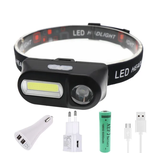 US $3.41 MINI T6+COB LED Headlight Headlamp Head Lamp Flashlight USB Rechargeable 18650 Torches Camping Hiki