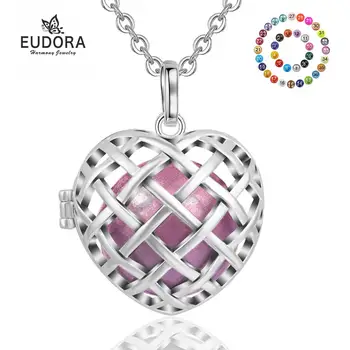 

EUDORA 20mm Pregnancy bola Harmony Bola Ball Love Heart Locket Cage Pendant Necklace For Pregnant Women DIY Jewelry Gift K299