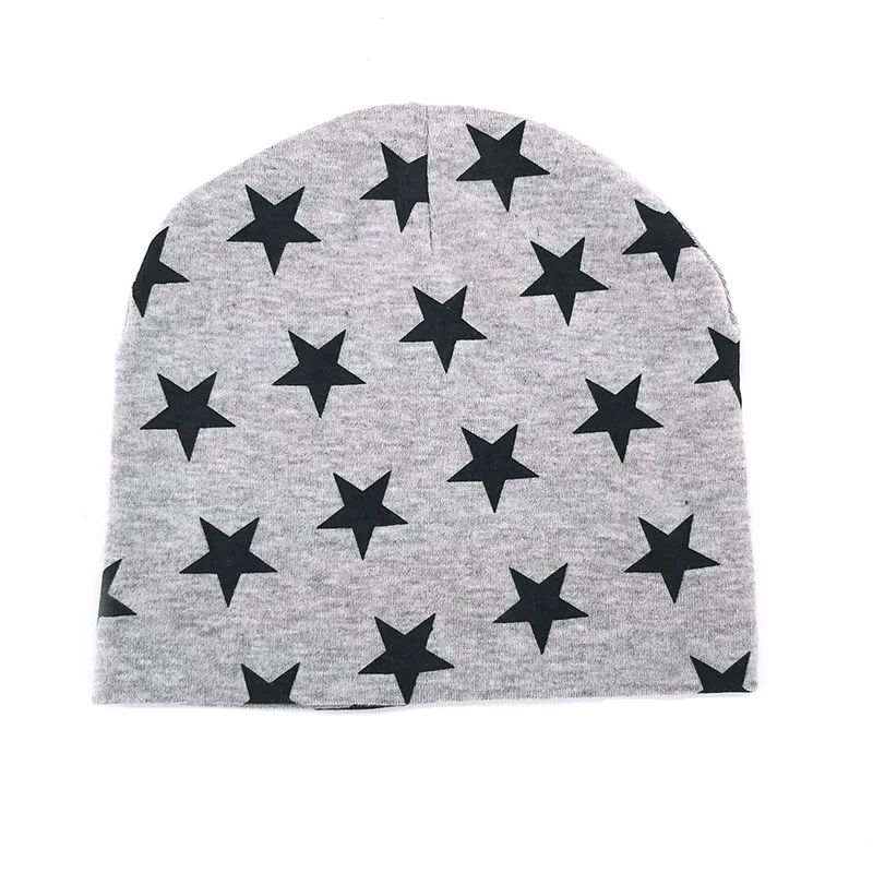 Хлопковые вязанные шапочки со звездами для маленьких мальчиков и девочек; осенние тонкие детские шапочки с принтом; шапочки для малышей; реквизит для фотосессии - Цвет: Gray