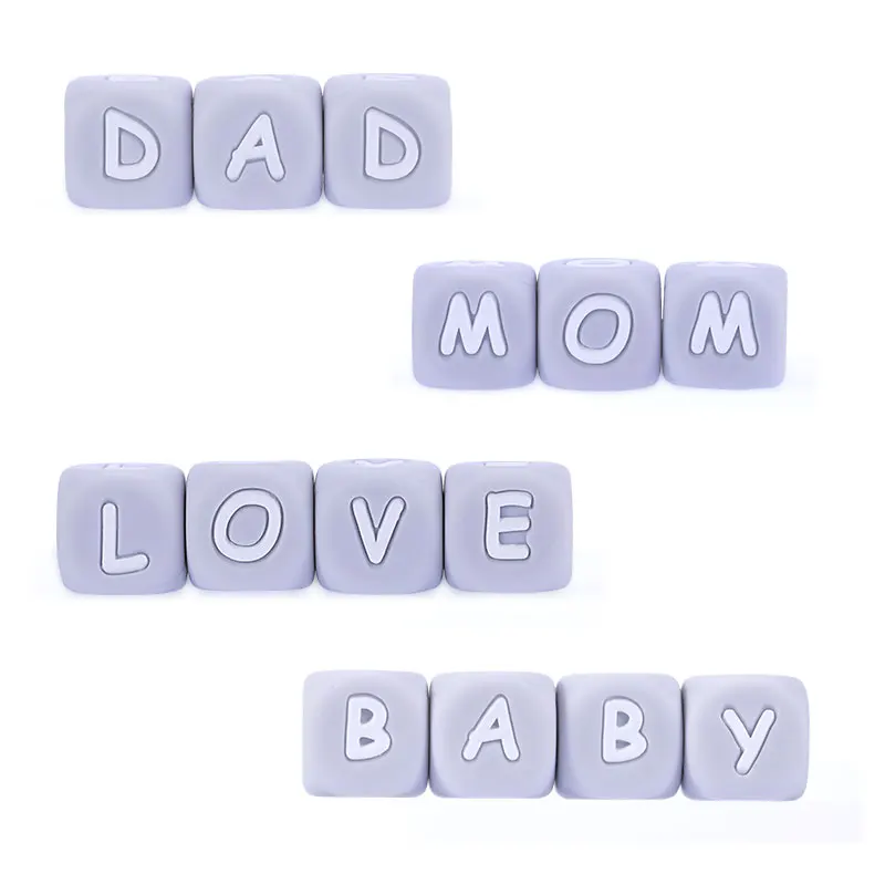 New 100pc Alphabet Silicone Chewing Beads For Teething Necklace Food Grade BPA Free Letter DIY Baby Name Baby Teether