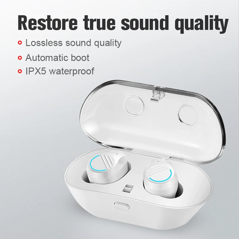 SANLEPUS Mini Bluetooth наушники Беспроводные спортивные наушники TWS 5,0 стерео гарнитура с микрофоном и зарядным устройством для телефонов и музыки