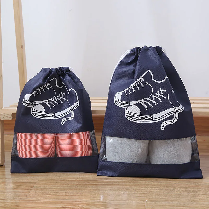 Navy Blue With Print Сумка для обуви, сумка для хранения, новейшая Водонепроницаемая дорожная сумка, нетканый органайзер для стирки, переносная сумка-тоут, сумка-Органайзер, чехол - Цвет: Navy Blue With Print