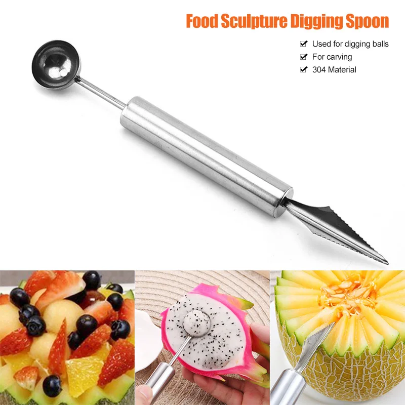 

hot Durable Practical Stainless Steel Melon Baller with Fruit Carving Tool Ice Cream Scooper FQ-ing