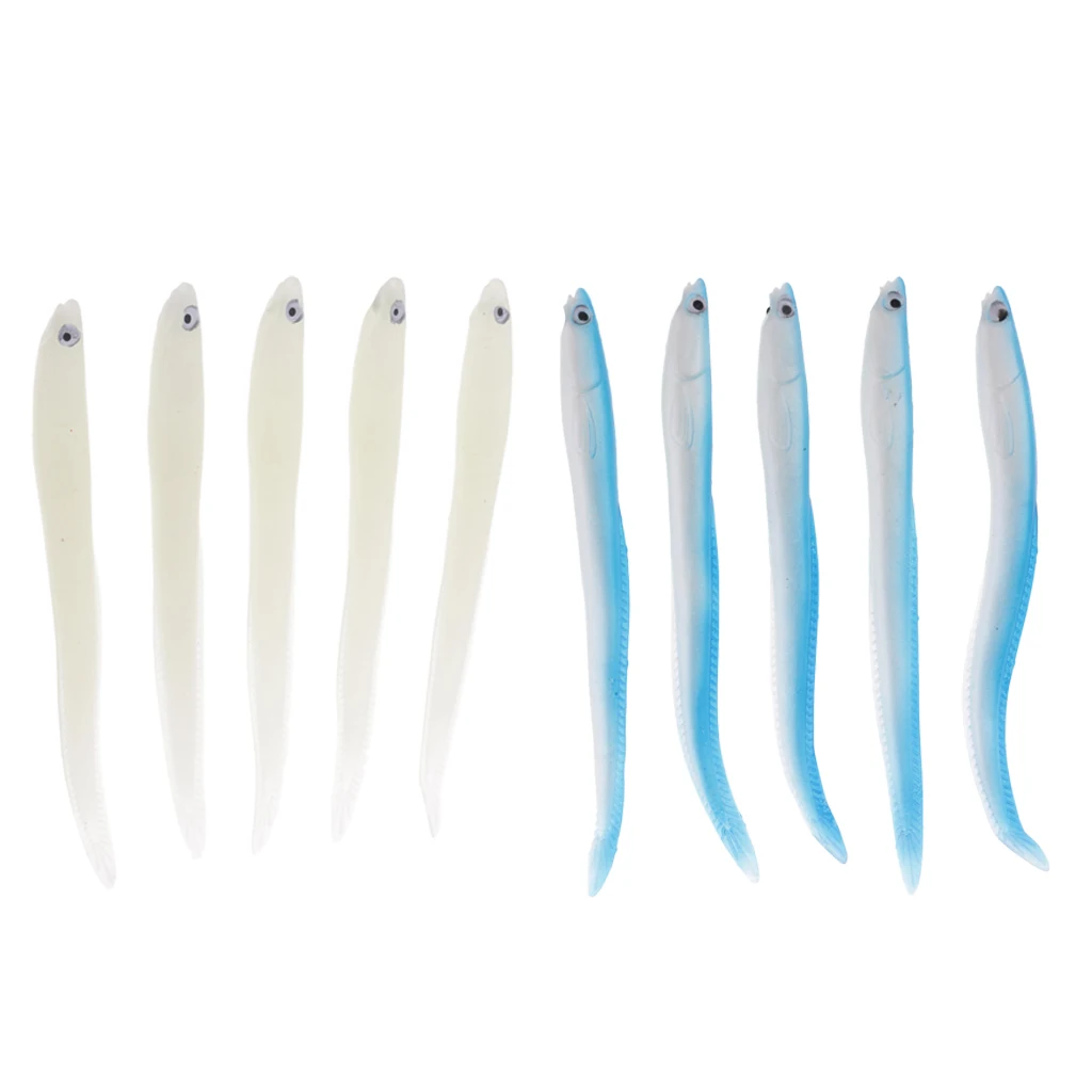 10Pcs Artificial 3D Eye Luminous Fishing Lures Jig Head Night Glow Soft Baits Swimbait 2 Color