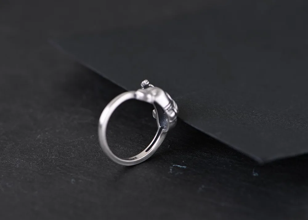 GAGAFEEL, этническое маленькое кольцо для открытия слона, благоприятное тайское серебряное регулируемое кольцо, 925 пробы Серебряное женское Ретро ювелирное изделие