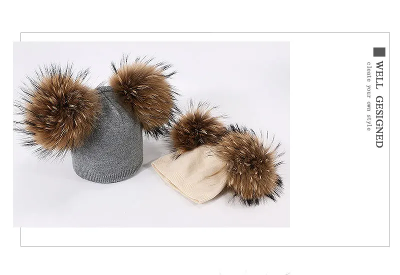 Детская вязаная осенне-зимняя шапка с двумя помпонами, Шапка-бини с арбузом, меховая шапка с помпонами для мальчиков и девочек, теплая мягкая шапка с черепами для детей