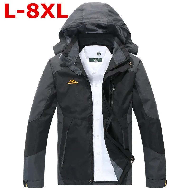 Мужские куртки размера плюс 8XL 7XL 6XL 5XL водонепроницаемые весенние пальто с