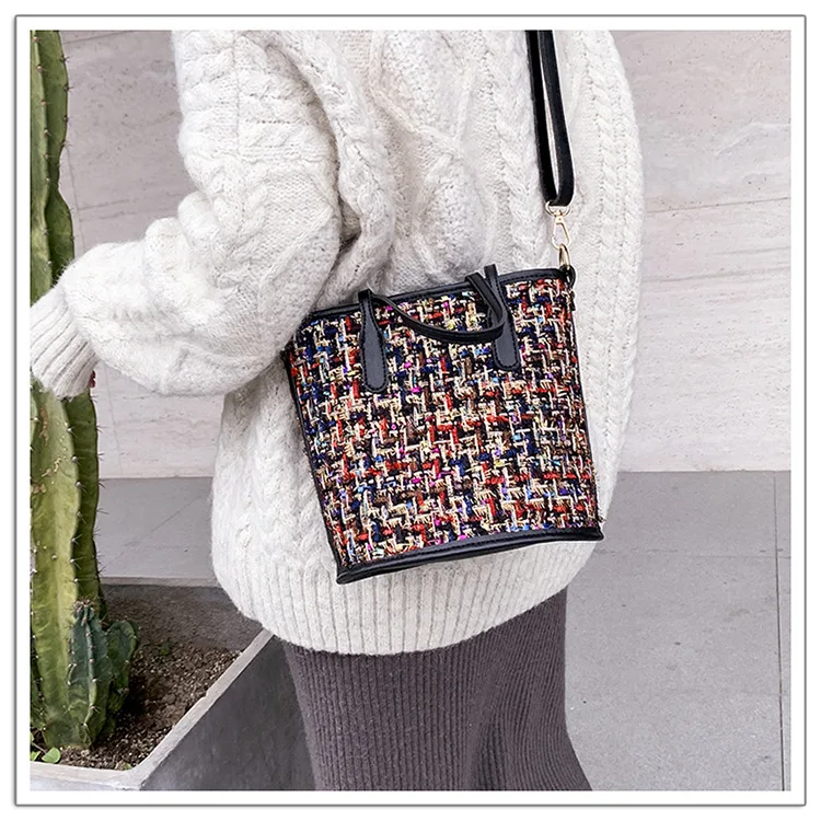 Осенняя новая плетеная Сумка 100, Большая вместительная модная сумка-мешок на одно плечо для девочек