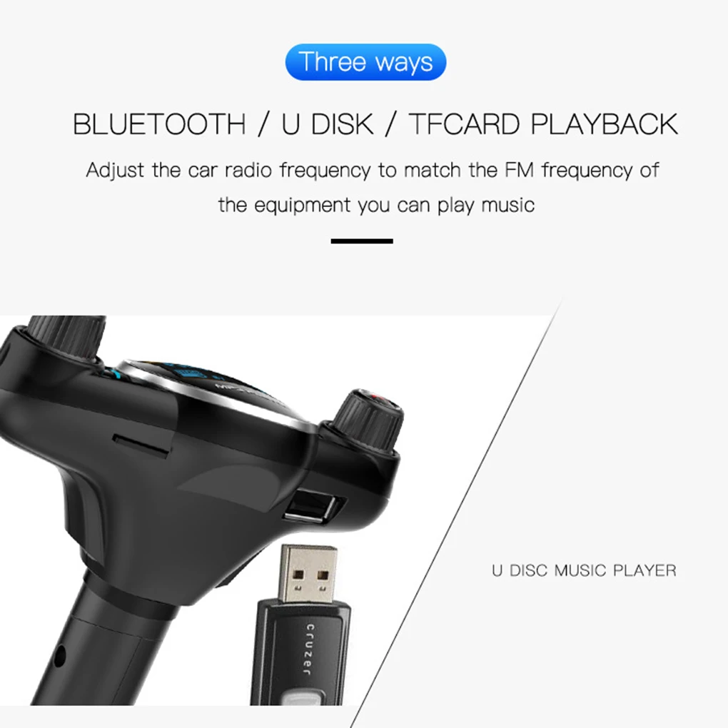 1,3 дюймовый светодиодный экран Автомобильный Bluetooth 4,0 fm-передатчик MP3 музыкальный плеер U диск/TF карта/USB зарядное устройство радио громкой связи