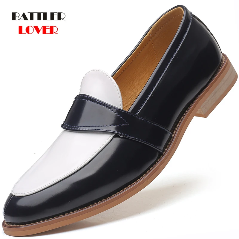 2020 Fashion Pointed Toe Business Dress Shoes Men Loafers Patent Leather Oxford Shoes for Men Formal Mariage Wedding Shoes 38-48