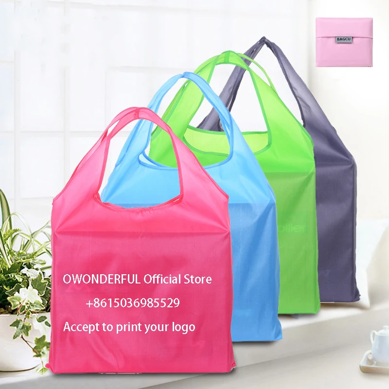 

1000pcs/lot Custom Supermarket Reusable Storage Carry Bag Foldable Tote Packaging Gift Bag For Party Event Favors Giveaways