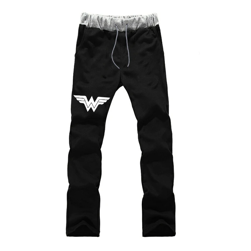Брюки с принтом Wonder Woman, осенние спортивные штаны, штаны-шаровары, мужские хлопковые штаны для фитнеса, бегунов, тренировочные брюки для мальчиков, брюки Harajuku
