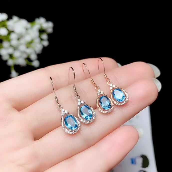 Sky-blue Dangling Earrings