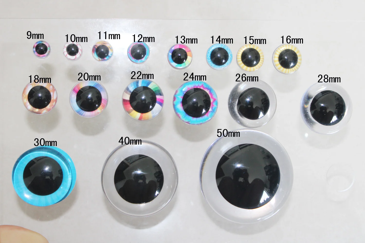 20PCS 9MM-20MM RAINBOW COLOR round toy safety eyes + washer for plush doll findings-size STYLE option -- R12