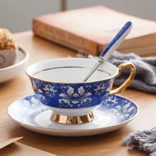 Роскошная Скандинавская чайная чашка, креативная керамическая чашка высокого качества с ложкой, Tazas De ceramic a Creativas, офисные кофейные чайные чашки MM60BYD