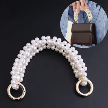 

Bag Parts & Accessories Bags DIY Pearls Handle Purses Hand Strap Obag Asas Decoration Short Handles Party Bag Belt