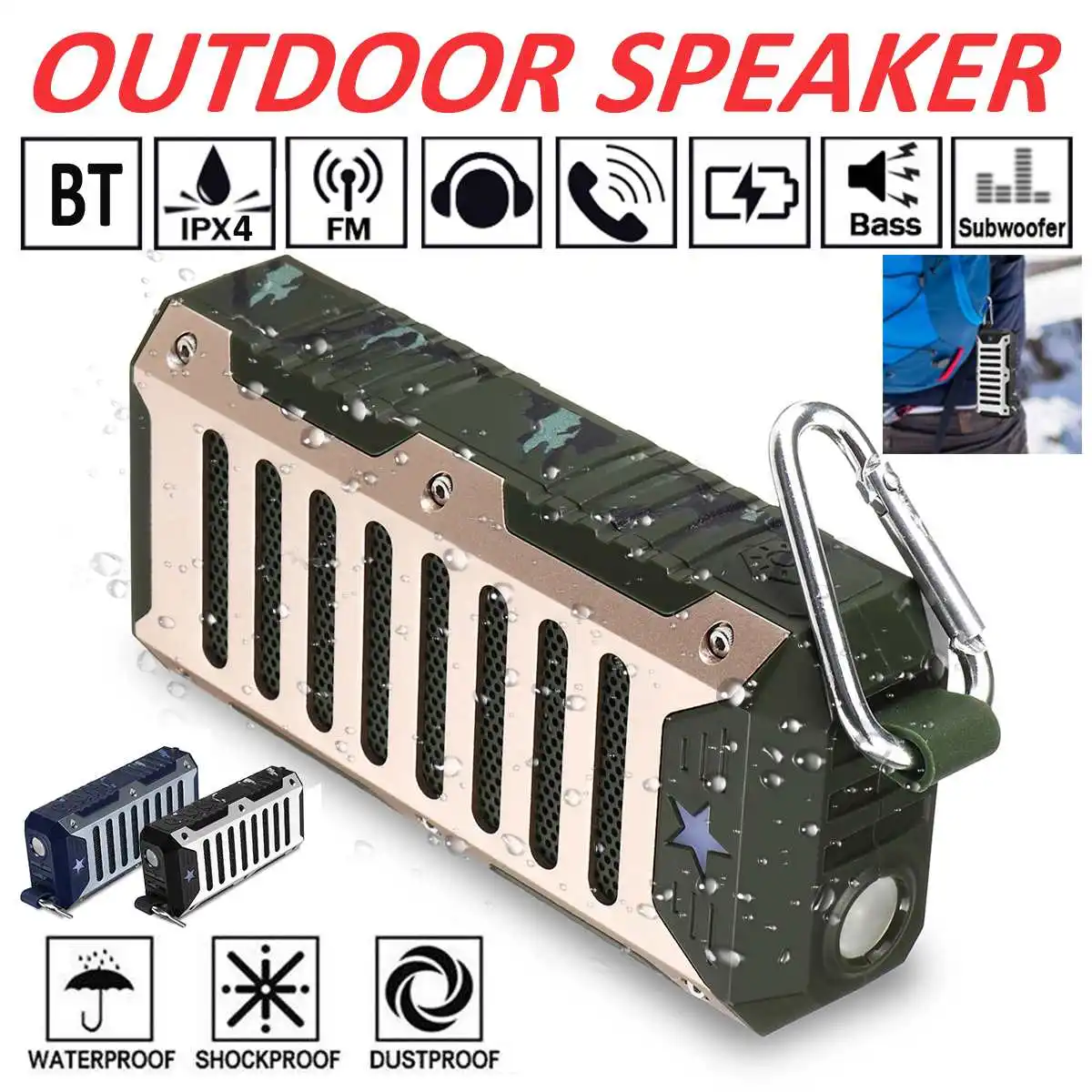 

Waterproof bluetooth Speaker Portable Outdoor Loudspeaker Wireless Mini Column 3D Stereo Music Surround Support FM TF Bass Box