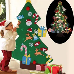 Crianças diy sentiu árvore de natal feliz natal decorações para casa 2021 ornamentos de natal navidad 2022 presentes de ano novo árvore de natal