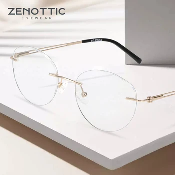 

ZENOTTIC 2020 Gold Rimless Titanium Eyeglasses Frames For Men Women Lightweighted Glasses Optical Prescription Myopia Eyewear