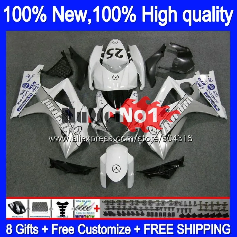 Корпус для SUZUKI GSXR1000 K7 GSX-R1000 GSXR 1000 Белый Черный 22MC. 42 1000CC GSXR-1000 07 08 GSX R1000 2007 2008 07 08 обтекатели