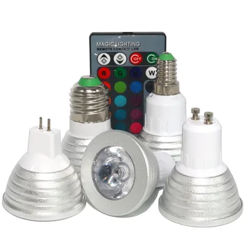 

GU10 MR16 E27 E14 LED 16 Color Changing Magic Light Bulb Lamp 85-265V 110V 220V RGB Led Light Spotlight + IR Remote Control