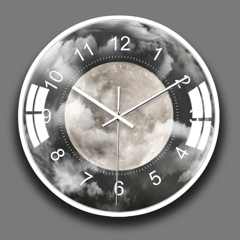Современные настенные часы Pace Moon с большими металлическими планетами, темно-синие настенные часы, домашний декор, бесшумная художественная спальня, Reloj Cocina, подарок SC613 - Цвет: E