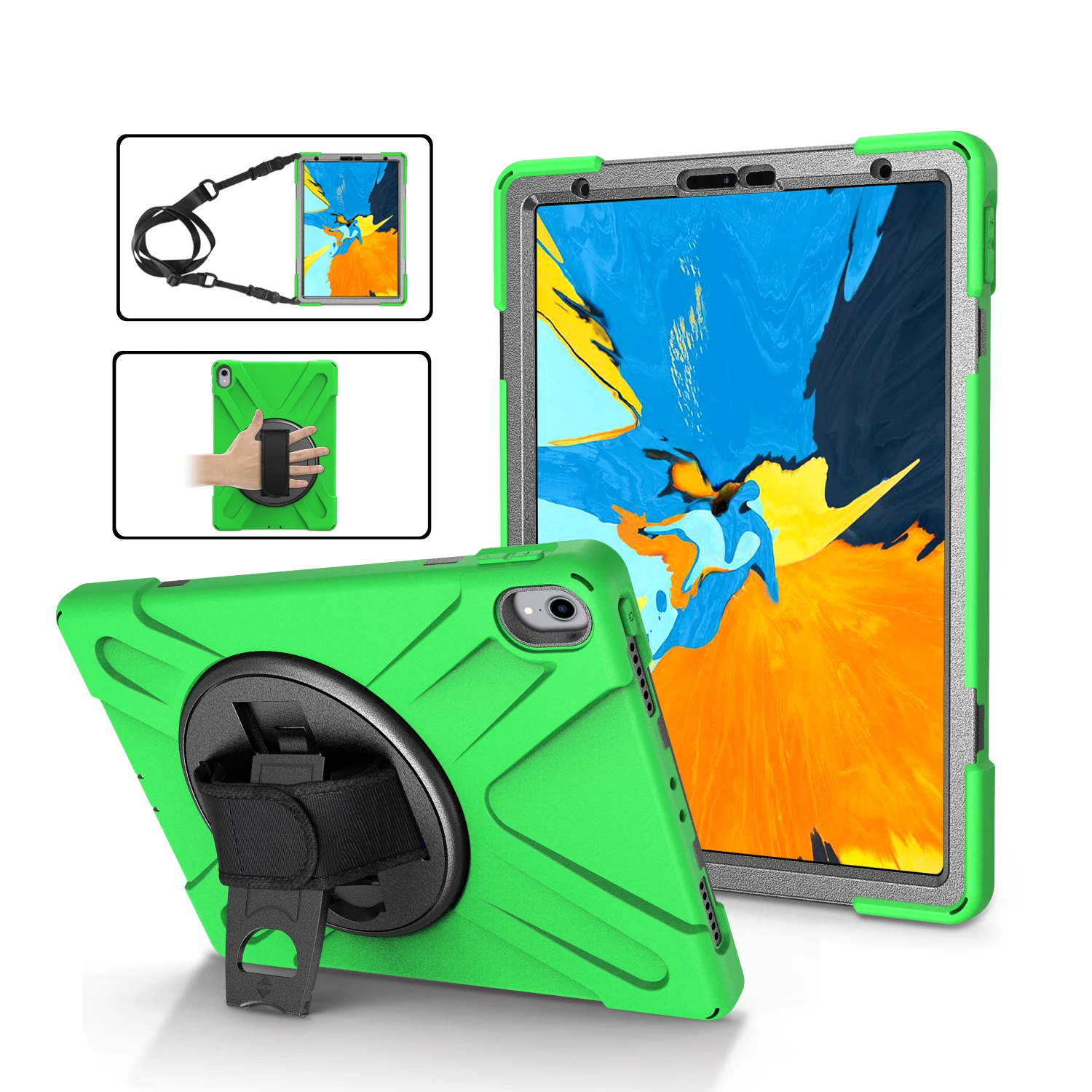 Green Чехол для планшета для iPad Pro 11 ''Детский противоударный военный сверхмощный чехол с кольцом для iPad Pro 11 A2013 A1934 A80 - Цвет: Green