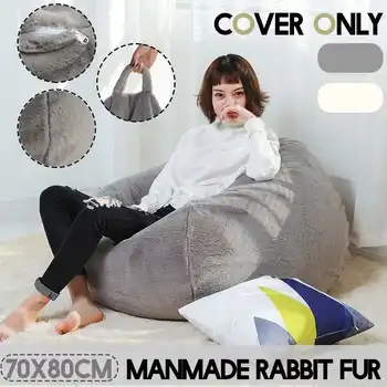 

Handmade rabbit Fur Lazy Sofas Cover Chairs without Filler Cloth Lounger Seat Bean Bag Pouf Puff Couch Tatami Living Room70x80cm