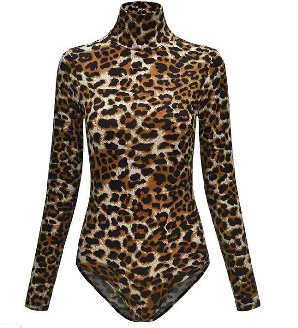Leopard a Модный женский сексуальный комбинезон с длинным рукавом и высоким воротом, комбинезон со змеиным леопардом, зеброй, Тигром - Цвет: Leopard a