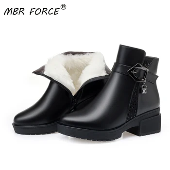 

MBR FORCE New Fashion Snow Boots Wool Warm Women All Wool Warm Shoes Plush Ankle Boots Platform for Woman Winter high quality
